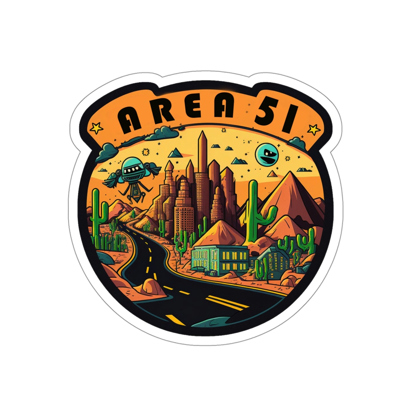 Cartoon Area 51 1Die-Cut Stickers