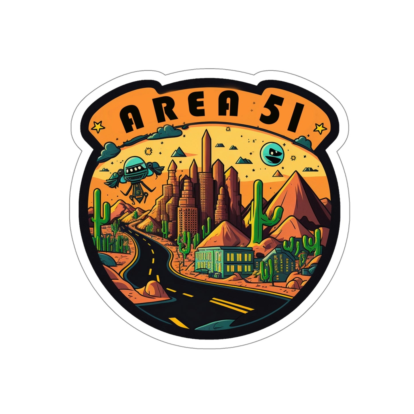 Cartoon Area 51 1Die-Cut Stickers