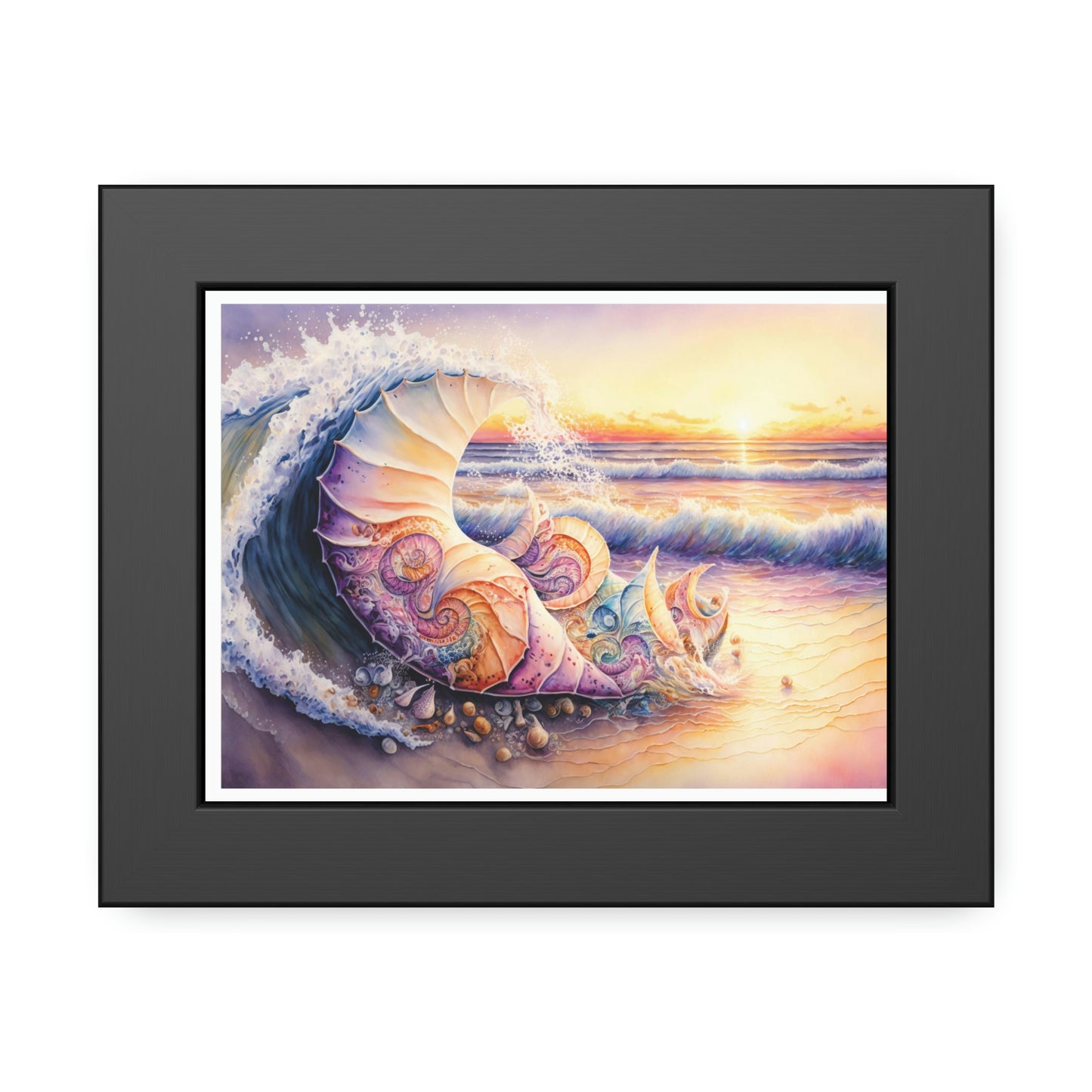 Seashell surf sunset Framed Paper Posters