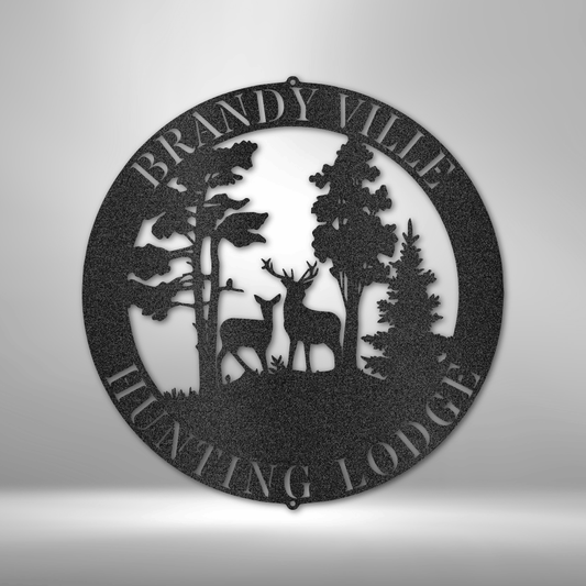 Personalise Deer Scene - Steel Sign