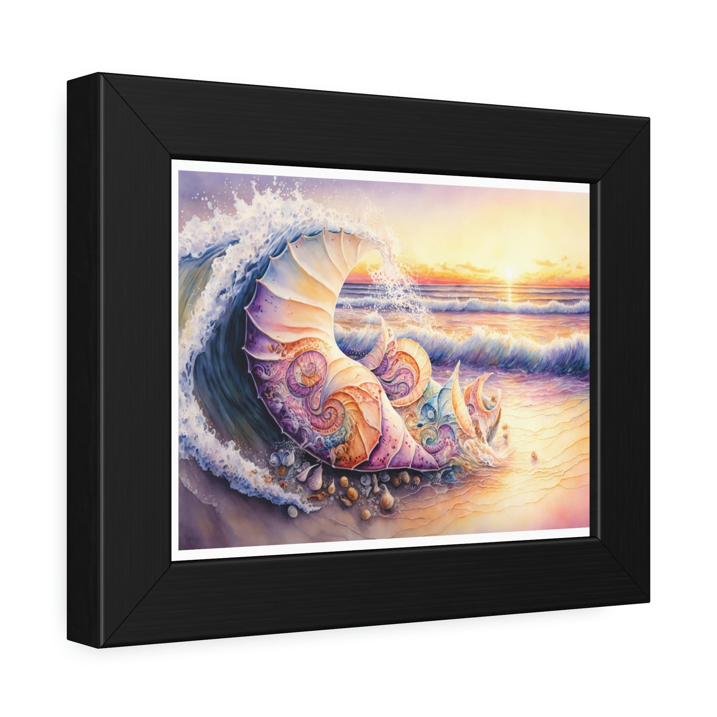 Seashell surf sunset Framed Paper Posters