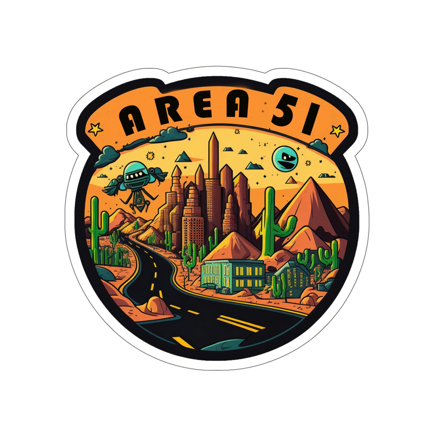 Cartoon Area 51 1Die-Cut Stickers